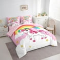 thumbnail image 3 of Manfei Kawaii Unicorn 7-Piece Bedding Comforter Set,Magic Cartoon Animal King Bedding Sets,Rainbow Stars Pattern Bed Sheets For Girl,Super Cozy Room Decor Reversible, 3 of 8