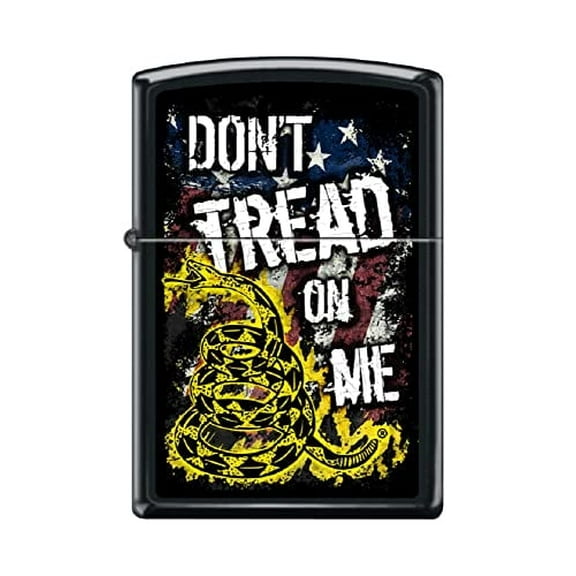 Zippo Lighter -Personalized Customize Message Engrave on Backside for Don't Tread On Me USA America Snake Rebel Flag Black Matte #Z5324