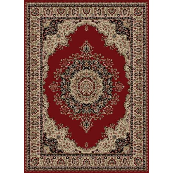 Tayse Sensation Area Rug 4700 Red Medallion Border 8' 9" x 12' 3" Rectangle