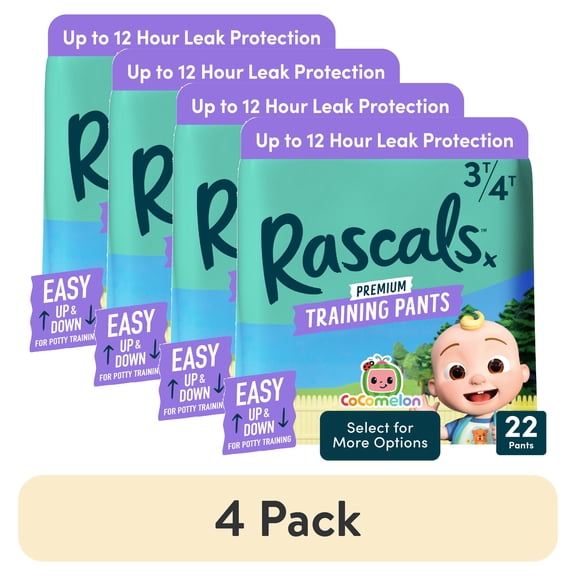 (4 pack) Rascals Premium CoComelon Absorbent Potty Training Pants 3T-4T, 22 Count