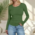 thumbnail image 2 of GEWSEY Womens Long Sleeve Shirts Fall Tops Crew Neck Base Layer Ribbed Slim Fitted Pullover (Green, XXL), 2 of 6