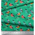thumbnail image 2 of Soimoi Green Rayon Fabric Rufous Flycatcher Bird Printed Fabric 1 Yard 58 Inch Wide, 2 of 3