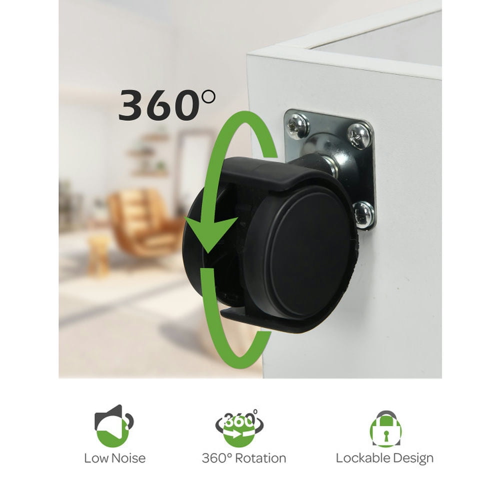 Demi Bonn 3 Drawers Wooden Mobile File Cabinet, Utility Rolling Craft Storage Cart with Lockable Casters, White