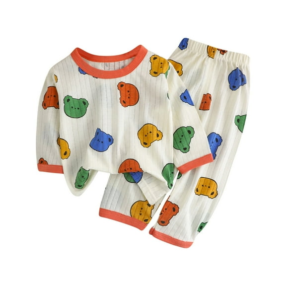 Fesfesfes Toddler Pjs Kids Sleepwear Sets Casual Long Sleeve Loungwear Casual Homewear Printed Home Clothing Sets
