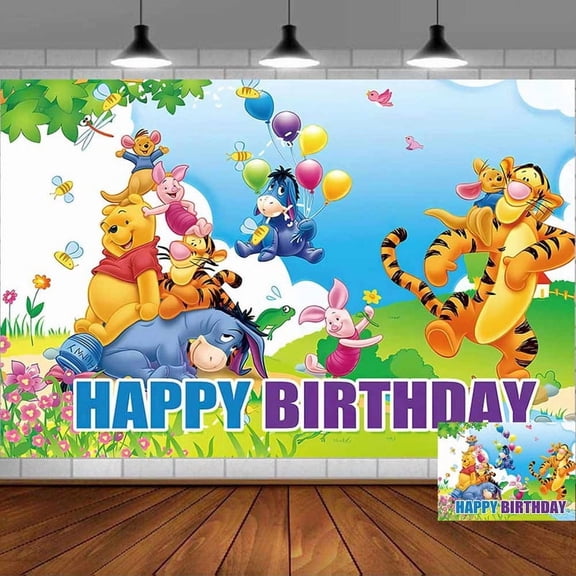 Winnie Backdrop Banner Party Supplies Poster Movie Theme Background for Photography Kids Birthday Decorations
