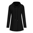 thumbnail image 4 of IROINNID Long Sleeve Dress for Women Hooded Solid Long Sleeve Drawstring Solid Pullover Dresses ,Black, 4 of 6