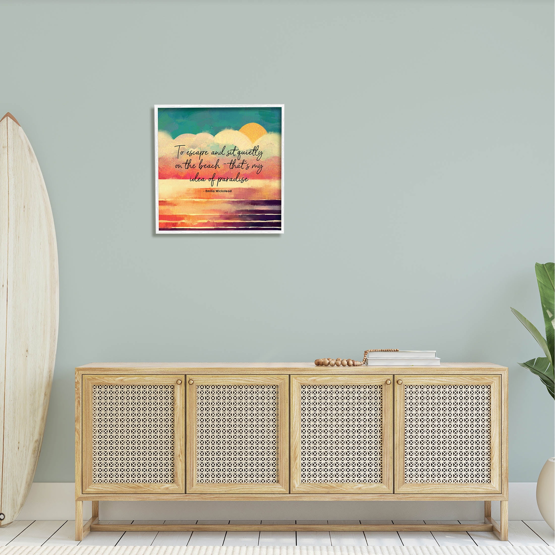 Stupell Industries To Escape Paradise Phrase Graphic Art White Framed Art Print Wall Art, Design by Ziwei Li