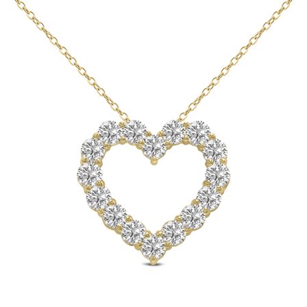 SZUL Women's 1/2 Carat TW Lab Grown Diamond Heart Shape Pendant in 14K Yellow Gold
