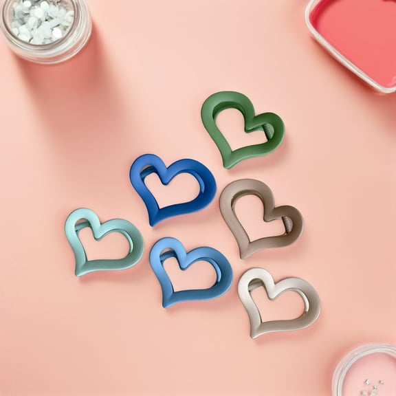 OFFIGAM 6-Pack Acrylic Heart-Shaped Hair Clips for Thick and Thin Hair, Strong Grip and Stylish Design
