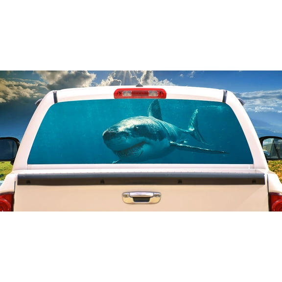 GREAT WHITE Rear Window Graphic truck view thru vinyl decal back