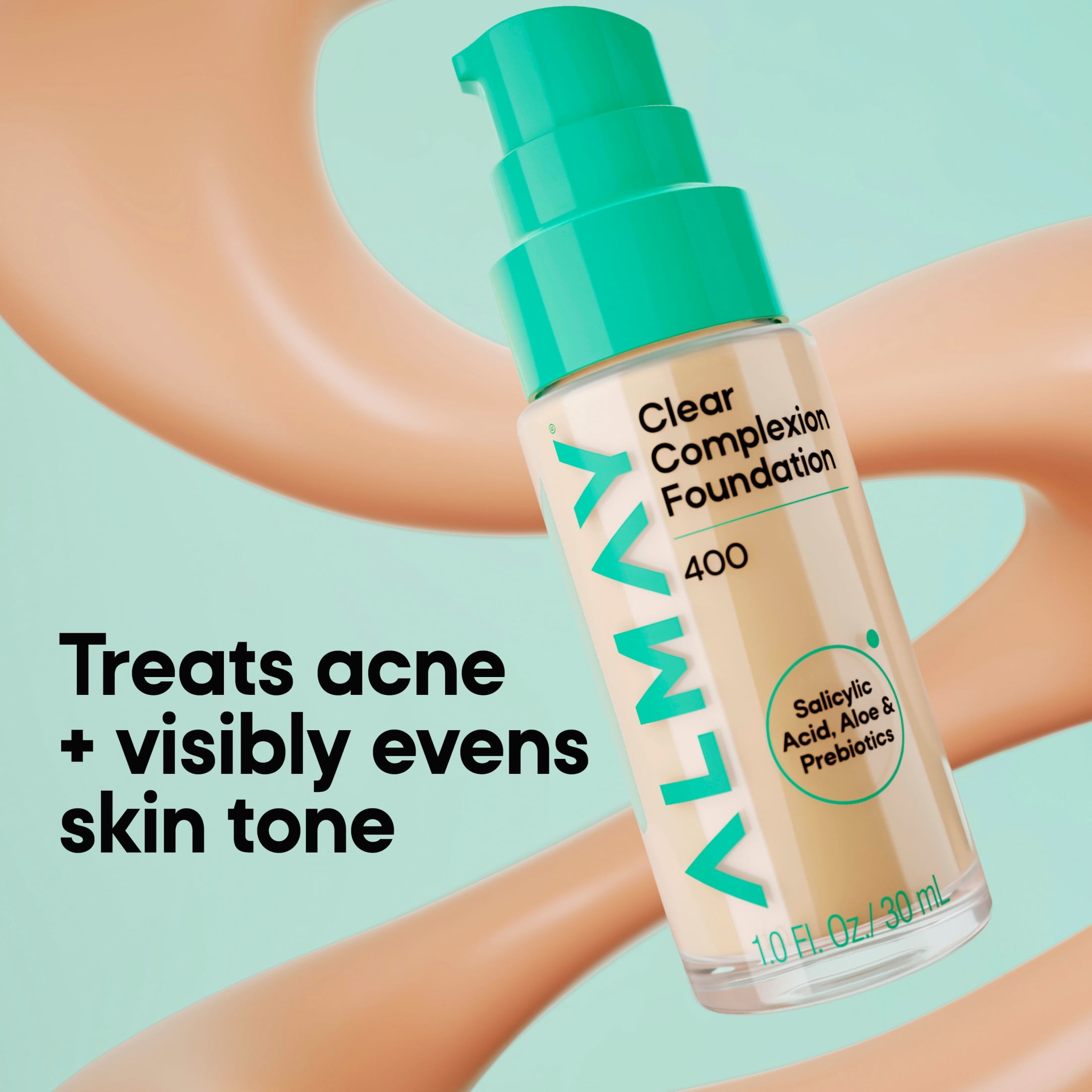 Almay Clear Complexion Foundation, Oil-Free Face Makeup for Acne-Prone Skin, 710, 1 fl oz