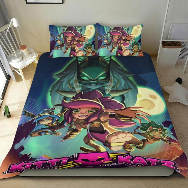 Kitti Katz Conjunto de sábanas temático, trío de piezas, cómodo y amigable con la piel, diseño único, regalo de decoración para el hogar para familiares, amigos y fans,173cm *218cm