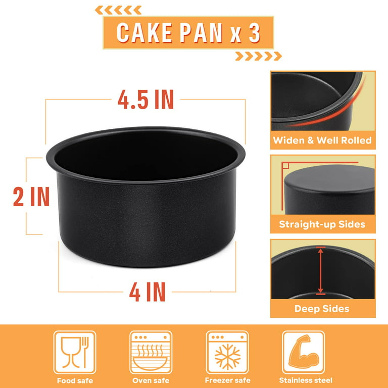 4.5-Inch Cake Pan Set of 4, Nonstick Stainless Steel Baking Round