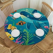 Seabed marine animal shark tabletop cover Sea wave tabletop cover Summer beach swimming pool fishing birthday party decorations Elastic belt tabletop cover