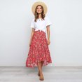 thumbnail image 5 of QENGING Summer Skirts for Women Flare Chiffon Casual High Waist Print Ruffles A-Line Pleated Swing Long SKirt, 5 of 9