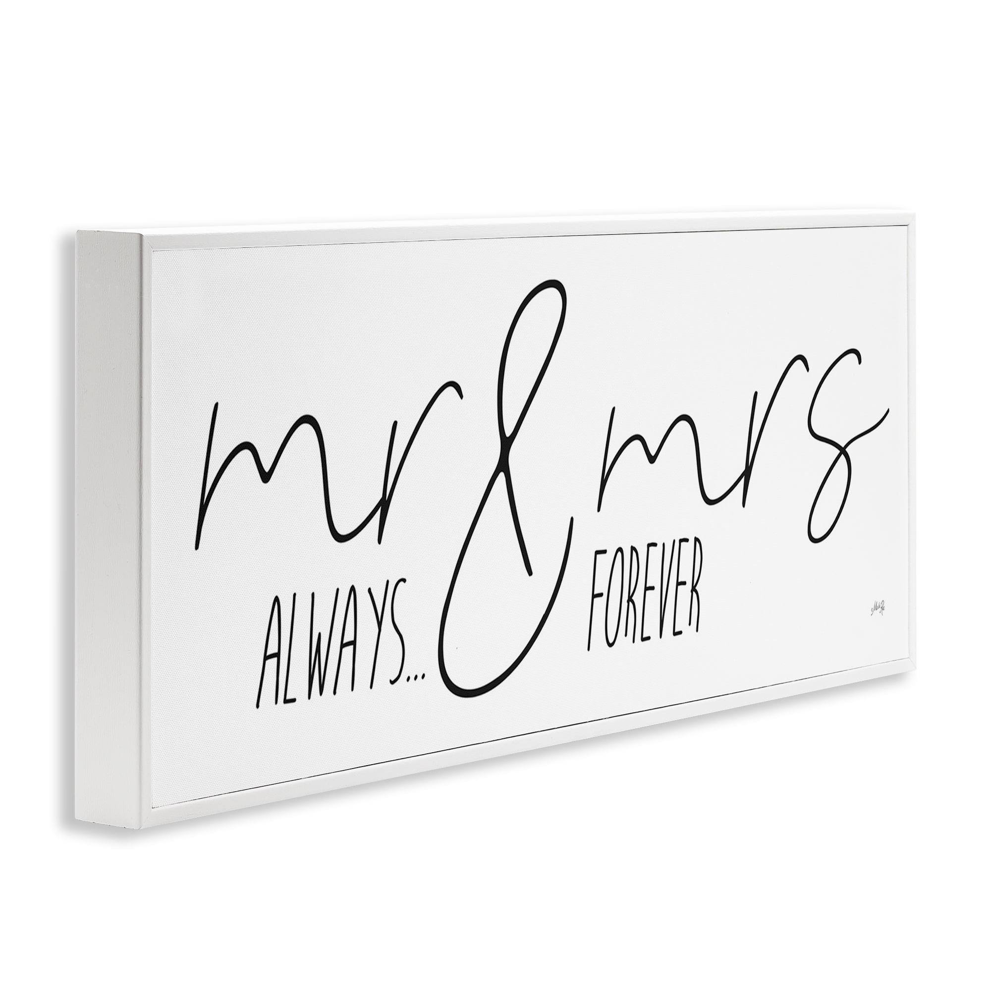 Stupell Industries Romantic Always & Forever Typography Painting White Framed Art Print Wall Art, 24 x 10