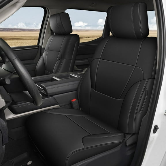 AOMSAZTO Custom Seat Covers for Toyota Tundra: 2022 2023 2024 CrewMax SR SR5 Limited Platinum 1794 FFV TRD Pro Leather Car Seat Covers Full Set Black
