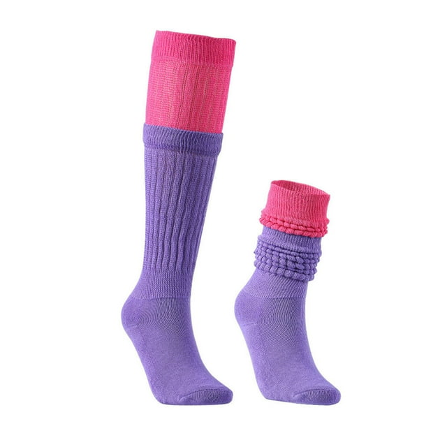 ylioge Compression Socks for Women Trendy Knee-High Stretchy Knitted Color Block Ladies Casual Comfort Basic Slouch Boot Sock