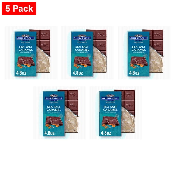 Ghirardelli Sea Salt Caramel Milk Chocolate Squares 4.8 oz - 5 Pack