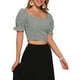 thumbnail image 4 of TOP CORTO SMOCKED INSPIRADO CHIC PARA MUJERES CON MANGAS BUBBLE EN CUADROS GINGHAM NEGRO Y BLANCO, 4 of 6