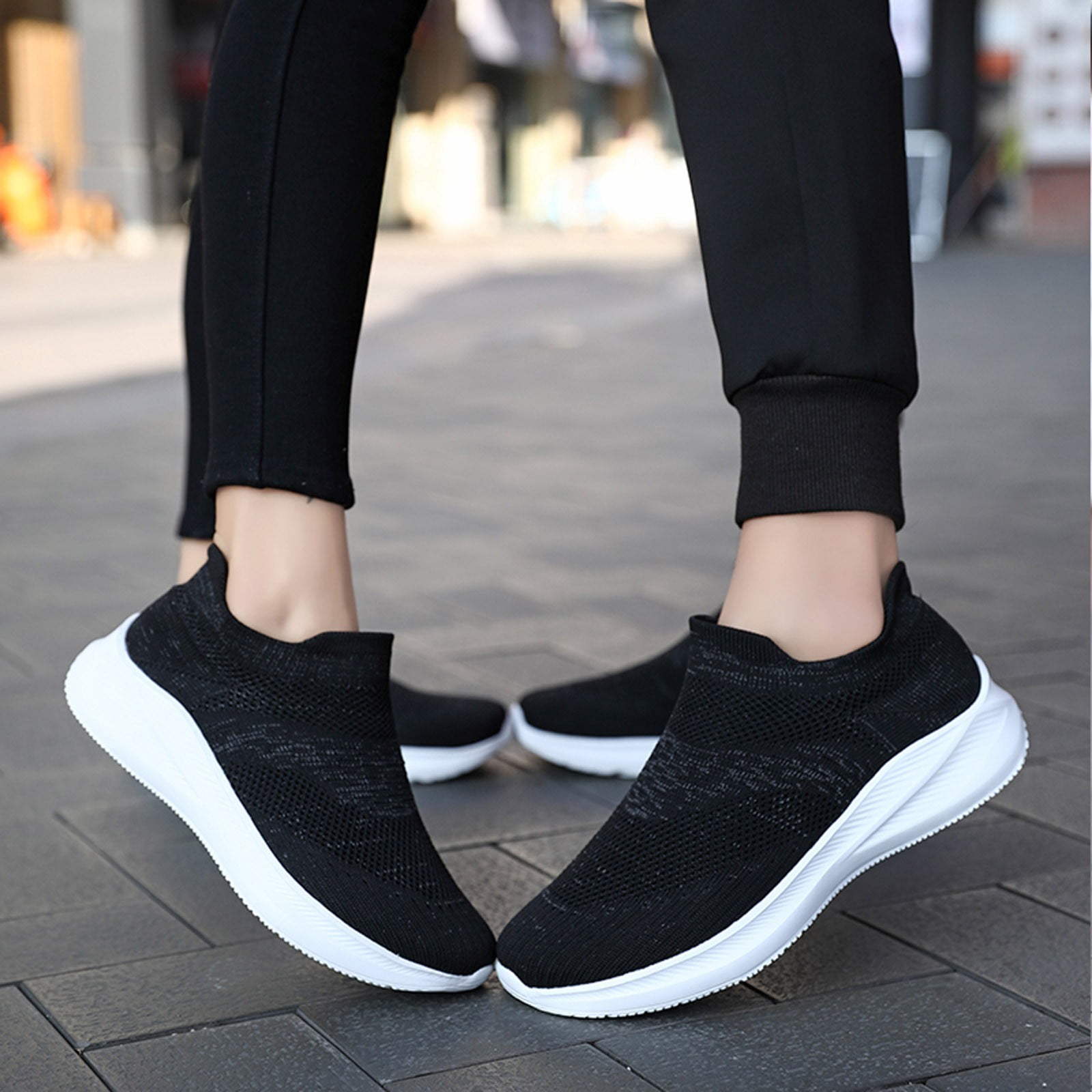 XIAQUJ Fashion Couples Men Women Outdoor Mesh Sports Shoes Runing Breathable Slip on Sneakers Women s Fashion Sneakers Black 6.5 7 37 Walmart