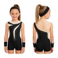 thumbnail image 5 of Haitryli Kids Workout Clothing Sets Tumbling Gymnastic Outfits Tank Ballet Unitard Clothes with Shorts A Black 6, 5 of 7
