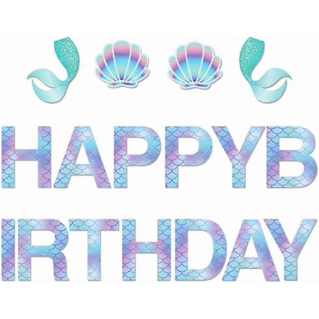 Sparkle Mermaid Birthday Banner,Mermaid Banner,Mermaid Party Supplies,Little Mermaid Birthday Decoration for Girls,Boys,Kids