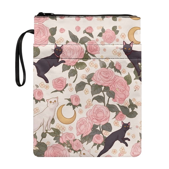 HELLHERO Roses 1pcs Books Sleeve with Lightweight Easy Carry Book Case Christian Bag with Washable for Librarian Protector Wrap Bag