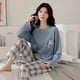 thumbnail image 2 of Pijamas de manga larga para mujer, conjunto de ropa de casa informal de gran tamaño, sección delgada, otoño e invierno, primavera y otoño, nuevo, 2 of 4