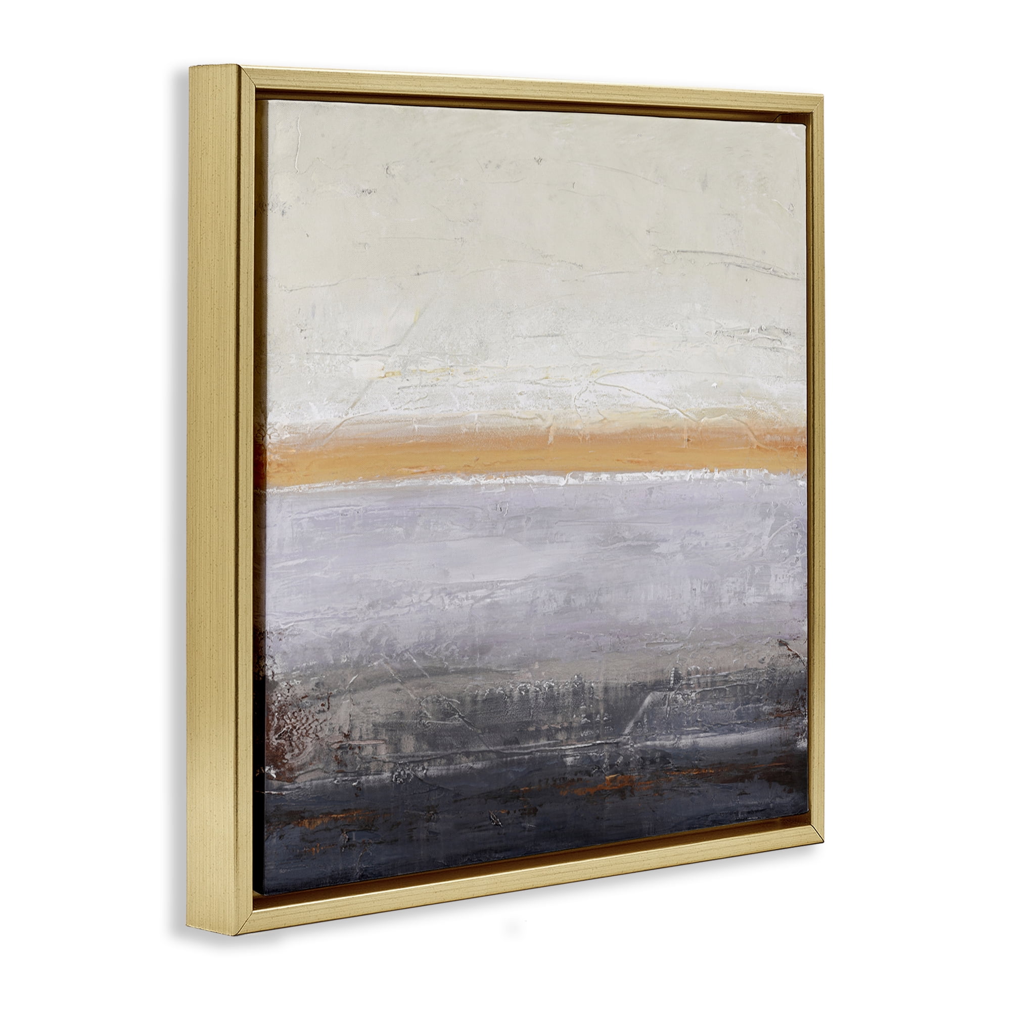 Warm Peachy Horizon Gold Framed Floater Canvas Wall Art, design by Design Fabrikken