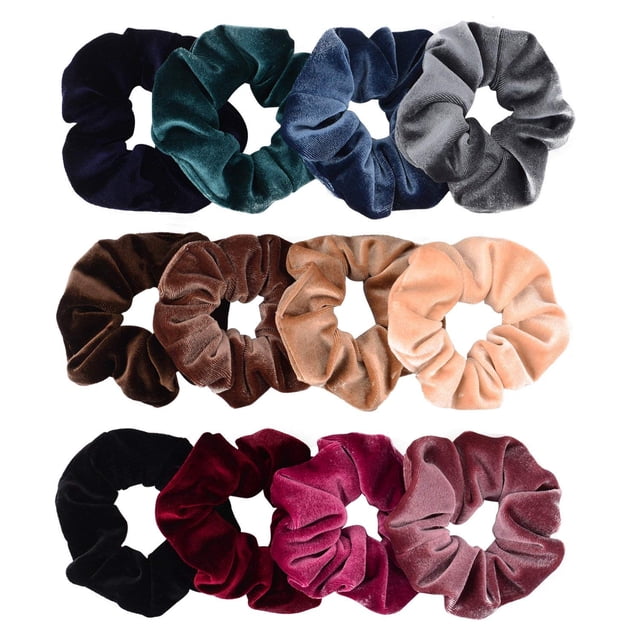 Whaline Paquete de 12 coleteros para el cabello de terciopelo premium para niñas y mujeres, accesorios para el cabello (12 colores)
