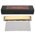 thumbnail image 1 of 24 Hole Tremolo Harmonica, Transparent And Bright Color Metal Harmonica, For Music Performance Music Enthusiast Gold E Key, 1 of 8