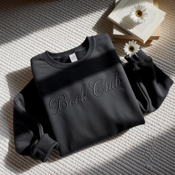 Embroidered Book Club Sweatshirt: Unisex Reading Gift
