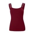thumbnail image 4 of Charmgo Débardeur pour Femmes Col Carré Mode Sans Manches Ajusté Gilet Été Débardeur Décontracté Manches Courtes Tunique Tendance Rouge P, 4 of 5