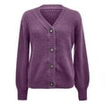thumbnail image 5 of iHPH7 Cropped Cardigan Cropped Sweater Button Up Cardigan Travel Cardigan Casual Outfits for Women Long Sleeve Cardigan for Women Fall Cardigans for Women Purple XL, 5 of 6