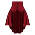 thumbnail image 3 of YiZYiF Womens Gothic Medieval Steampunk Satiny Pirate Skirt Lace-up Tiered Ruffled High Low Skirts Red XL, 3 of 7