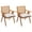 Beige Linen Cushion - Natural Base, variant on Guyou Modern Rattan Dining Chair Set of 2, Mid-century French Farmhouse Upholstered Solid Wood Armchair Reading Chair, Retro Accent Chair with Woven Back and Black Base, Beige Fabric