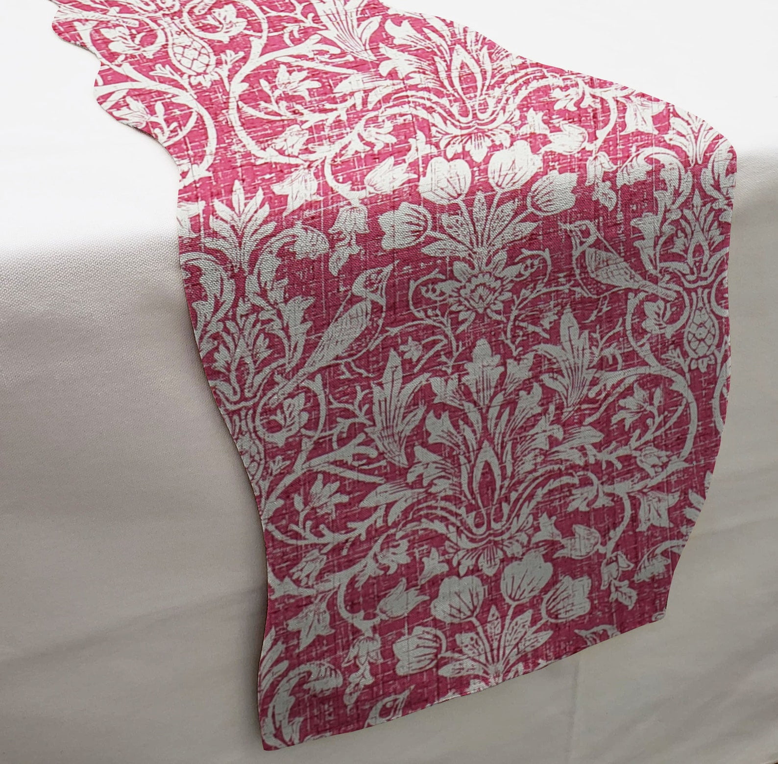 Pink Floral Damask Table Runner by Penny's Needful Things (6 Feet Long