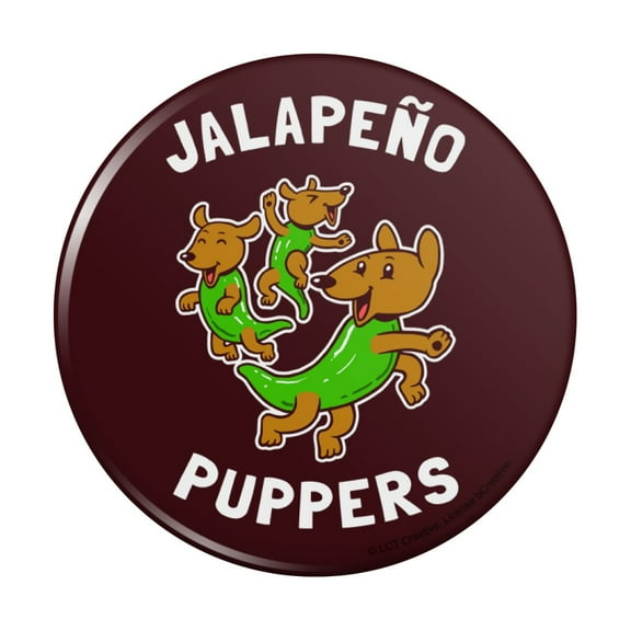 Jalapeno Puppers Puppy Dog Poppers Funny Humor Pinback Button Pin