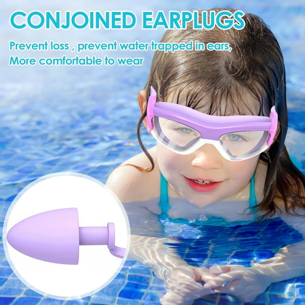 Muyoka Gafas de natacion para ninos Gafas de natacion transparentes antivaho para ninos Adolescentes Gafas de natacion de vision amplia Gafas protectoras de ojos de natacion impermeables con correa aj...