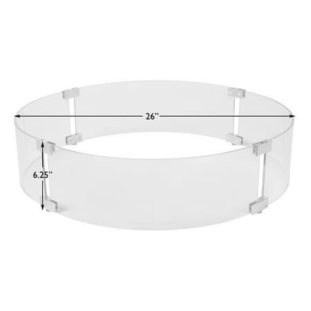 Fire Sense - Tempered Glass Wind Guard for Round LPG Fire Pits - Clear