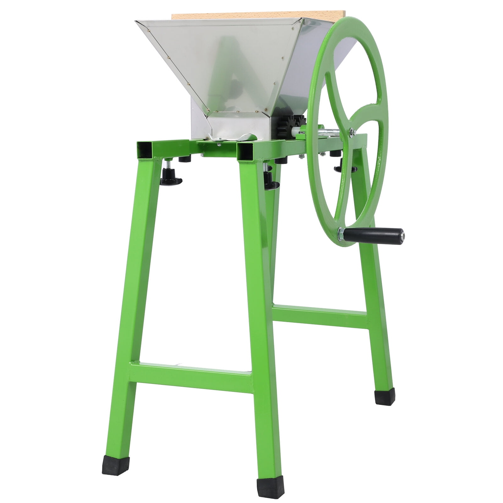 , 7L Manual Juicer Grinder With stand,Portable Fruit crusher with wheel Stainless Steel fruit Scratter Pulper for Wine and Cider Pressing, Green ,Steel ,