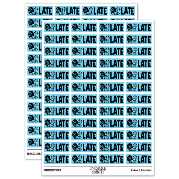 Late Snail Teacher Student School Sticker Set - Light Blue - Gloss Finish - 1.25" Mini