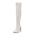 thumbnail image 3 of Over the Knee Boots for Women Shiny Pointed Toe Stiletto (White 38), 3 of 4