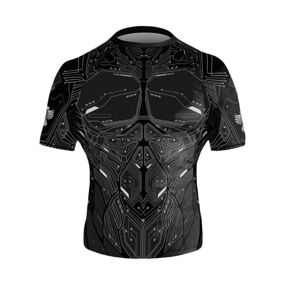 Raven Fightwear Men's Cybernetic Rash Guard Short Sleeve BJJ MMA Black