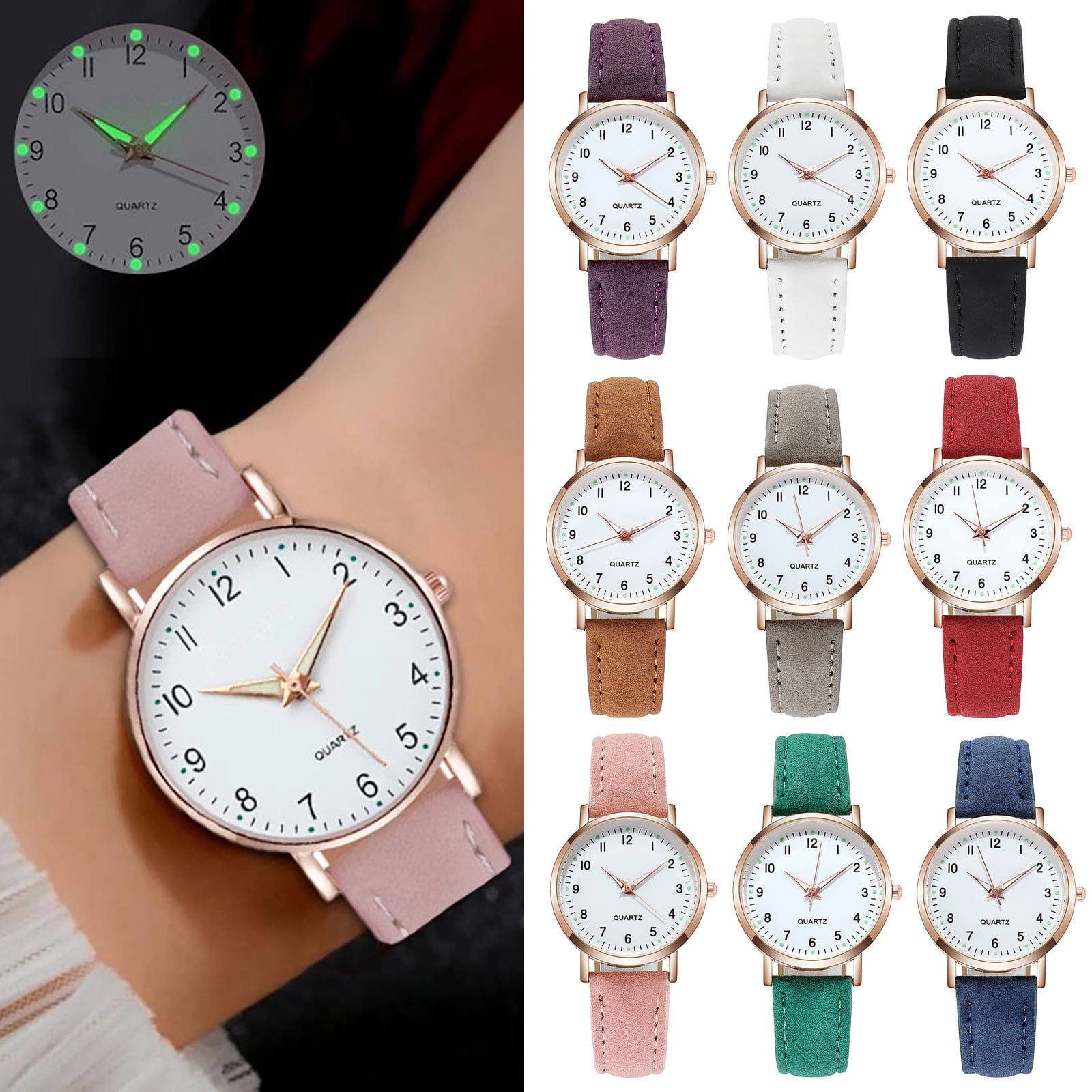 Women's Watches, Classic Quartz Watch with Luminouse Easy Read Dial, Leather Watch Band, Vintage Small Face Round Watches for Women, Birthday Gift for Ladies
