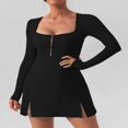 thumbnail image 4 of Robe de Soirée à Manches Longues pour Femmes avec Ourlet Fendu et Encolure en U, 4 of 7