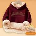 thumbnail image 4 of HUAXUN-Girls Sherpa Lined Hoodies Cute Graphic Hooded Sweatshirts Loose Comfy Long Sleeve Hoodie Winter Warm Pullover Tops with Pockets(RD2,13-14Years), 4 of 5