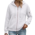 thumbnail image 5 of Hurxie Women's Full Zip Up Hoodies Waffle Knit Long Sleeve Sweatshirt Tops Early Fall Fashion Clothes, Knit Long Sleeve, Oversized Hooded Tops, 5 of 6