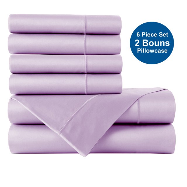 1000 Thread Count Combed Cotton Blend Sateen Deep Pocket 6 Piece Sheet Set, Hotel Quality Sheet Set